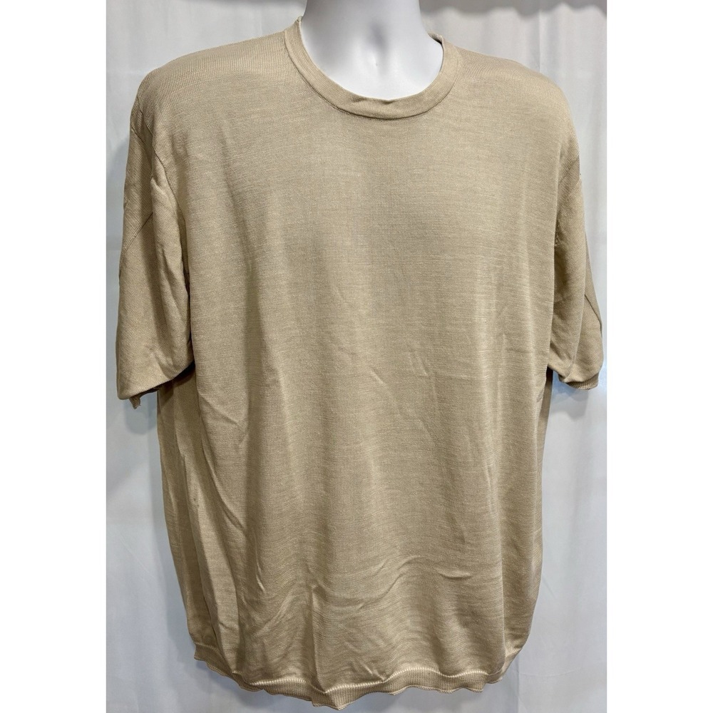 Men's Perry Ellis Size 2XL Silk / Linen Crew Neck Pullover Short Sleeve Shirt